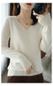 IMG 129 of Women Pullover Slim Look Solid Colored Long Sleeved V-Neck Undershirt Sweater Outerwear