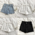 IMG 101 of Denim Shorts Women Summer insBurr High Waist Slim Look Loose Wide Leg Short A-Line Hot Pants Shorts