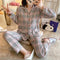 Korea Korean INS Chequered Pajamas Women Sleeve Length Pants Cardigan Adorable Cartoon Sets Loungewear Sleepwear