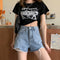 IMG 106 of Denim Shorts Women Summer Thin Ripped High Waist A-Line Hot Pants Loose Slim Look ins Shorts