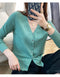 IMG 123 of Undershirt V-Neck Cardigan Short Matching Sweater Women Loose Long Sleeved Knitted Thin Outerwear