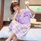 Teens Loose Summer Cotton Thin Pyjamas Pajamas Casual Cartoon Round-Neck Short Sleeve Loungewear Sleepwear