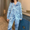 IMG 132 of Pajamas Women Adorable Cartoon Long Sleeved Loose Thin Loungewear Two-Piece Sets Outdoor Sleepwear