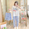 Pajamas Three-Piece Women Summer Sets Loose Short Sleeve Shorts Long Pants Plus Size Cartoon Korean Loungewear Sleepwear