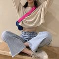 IMG 114 of Solid Colored Sweatshirt Women Korean Loose Couple Round-Neck insWomen Outerwear