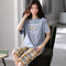 Summer Pajamas Women Loungewear Sets Japan/Korea Sweet Look Adorable Short Sleeve Pants Round-Neck Loose Young Plus Size Pants