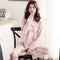 Pajamas Women Long Sleeved Korean Knitted Cotton Sweet Look Adorable Teens Plus Size Loungewear Outdoor Sleepwear