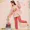 Cartoon Pajamas Women Long Sleeved Casual Cotton Loose Thin Plus Size INS Two-Piece Sets Loungewear Sleepwear