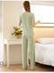 IMG 116 of S Streaming Recommended Short Sleeve Long Pants Pajamas Loungewear Sets Women Loose Silk Wide Leg Sleepwear