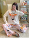 IMG 114 of Pajamas Women Sleeve Length Pants Korean Cartoon Loose Plus Size Adorable Two-Piece Sets Loungewear Sleepwear