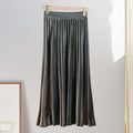 Img 8 - Gold Skirt Women Pleated A-Line High Waist Mid-Length Slim Look Elegant Flare Skirt