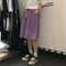 IMG 113 of Purple Shorts Women Cotton Mid-Length Straight Wide Leg Summer Loose Plus Size Casual Bermuda Shorts
