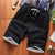 Img 1 - Shorts Men Summer Cotton Bermuda Loose Casual Trendy Solid Colored Straight Jeans Korean Beach Pants Bermuda Shorts
