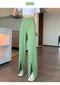 IMG 122 of Suits Women Pants High Waist Drape Loose Straight Splitted Summer Casual Floor Length Suit Wide Leg Long Pants