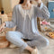 ins Women Pajamas Sleeve Length Pants Adorable Korean Cartoon Printed Casual Loungewear Sleepwear