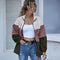 Popular Spliced Women Europe Personality Trendy Casual Color-Matching Windbreaker Zipper Cardigan Outerwear