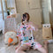 IMG 111 of Pajamas Women Summer Short Sleeve Shorts Cartoon Casual Outdoor Round-Neck Loungewear Sets Sleepwear