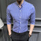 Img 10 - Striped Shirt Men Three-Quarter Length Sleeves Short Sleeve Korean Handsome Trendy Slim Look Summer Casual Men Shirt