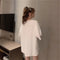 IMG 109 of Summer Hong Kong Minimalist White Short Sleeve T-Shirt Women Loose Korean Half Sleeved Splitted Tops ins T-Shirt