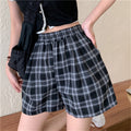 IMG 111 of High Waist Wide Leg Shorts Women Loose Outdoor Korean Summer Plaid Student Vintage Chequered Casual Pants Hot Shorts