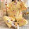 Popular Streaming Pajamas Women Lapel Cotton Long Sleeved Trendy Western Cardigan Loungewear Sets Sleepwear