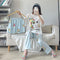 Pajamas Women Summer Short Sleeve Long Pants Three-Piece Plus Size Korean Cartoon Shorts Sweet Look Adorable Loungewear Sleepwear