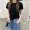 Img 4 - Niche Short Sleeve T-Shirt Women Summer Undershirt Korean Slim Look Tops ins