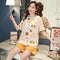 Pajamas Women Summer Short Sleeve Korean Student Thin Plus Size Adorable Cartoon Outdoor Loungewear Sets Sleepwear