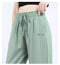 IMG 127 of Black High Waist Straight Casual Pants Women Summer Thin Loose Slim Look Drape Ice Silk Pants