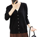 Img 5 - Multicolor Sweater Cardigan Women Short Loose Plus Size Long Sleeved Thin V-Neck Knitted