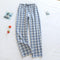 Couple Chequered Pajamas Pants Japanese Summer Thin Women Cotton Plus Size Loose Home Sleepwear