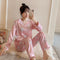 Korean Sweet Look Casual V-Neck Replica Long Sleeved Pajamas Women Sets Loungewear Sleepwear