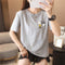 Img 3 - Korean T-Shirt Women Short Sleeve Summer Round-Neck Printed Casual Half Sleeved Loose All-Matching Tops