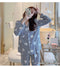 IMG 122 of Streaming Popular Casual Pajamas Women Cardigan Sleeve Length Pants Europe Loungewear Sets Sleepwear