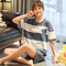 Couple Cotton Pajamas Men Summer Short Sleeve Shorts Sporty Casual Loungewear Sets Women Outdoor Sleepwear