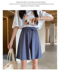 IMG 134 of Casual Shorts Women Summer Loose High Waist Thin Outdoor Home Black Ice Silk Wide Leg Mid-Length Pants Shorts