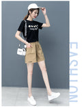 IMG 110 of Cotton Shorts Women Summer Bermuda Thin Loose High Waist Slim Look Wide Leg Pants Casual Shorts