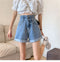 IMG 109 of Denim Pants Shorts Women Summer High Waist Slim Look Wide Leg A-Line Straight Loose insPants Shorts
