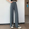 Img 3 - Splitted Pants Women High Waist Straight Floor Length Suit Drape Long