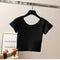 IMG 102 of Solid Colored Bare Belly Short Sleeve Women Summer T-Shirt Bare-Belly Fitting High Waist Tops Half Sleeved Undershirt T-Shirt