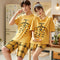 Couple Pajamas Summer INS Popular Cotton Short Sleeve Shorts Korean Adorable Cartoon Men Women Loungewear Sets Sleepwear