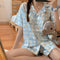 Img 2 - Korean Cartoon Loungewear Pajamas Pants Two-Piece Sets Summer Adorable Japanese Thin Cardigan Fresh Looking Pants