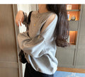 IMG 106 of Zipper Bare Shoulder Sweatshirt Women Long Sleeved insLoose Solid Colored Plus Size Outerwear