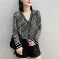 Europe V-Neck Single-Breasted Loose Long Sleeved Sweater Cardigan Women Popular INS Knitted Tops Outerwear