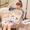 Cotton Pajamas Women Summer Short Sleeve Two-Piece Sets Cartoon Outdoor Casual Student Loungewear Sleepwear