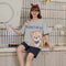 Summer Cotton Pajamas Women Short Sleeve Shorts Thin Outdoor Loungewear Sets Sleepwear