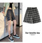 IMG 121 of Chequered Shorts Women Summer Loose Student Straight Mid-Length Wide Leg Casual Pants Hong Kong ins Shorts