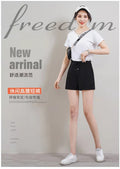 Img 6 - Korean Shorts Women Summer Loose Wide Leg Pants Slim Look Elastic Waist Casual Outdoor