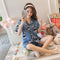 Summer INS Short Replica Women Pajamas Outdoor Silk Pants Sets Sweet Look Cardigan Loungewear Sleepwear