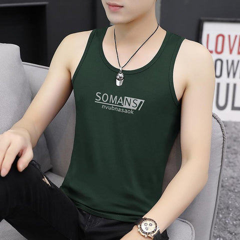 Modal V-Neck Men Sleeveless T-Shirt Tank Top Summer Breathable Sporty Fitting Vest Fitness Trendy Tank Top